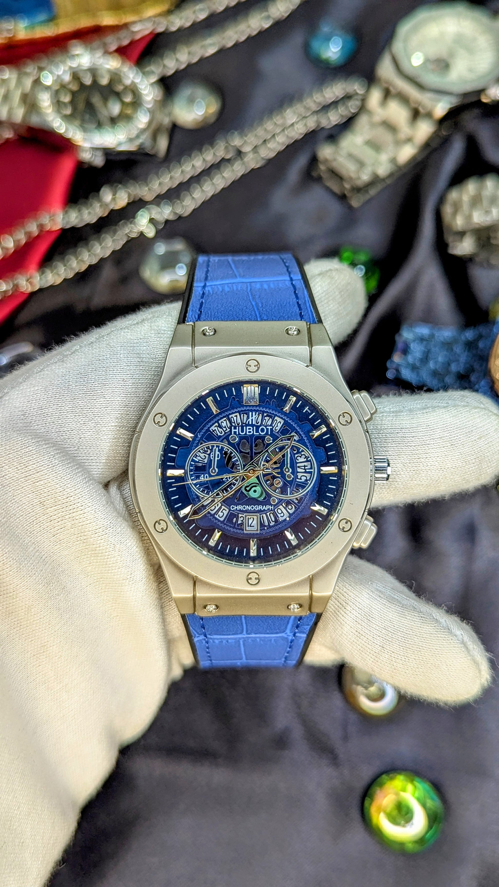 Hublot CF Leather Blue - Umdaah Collection