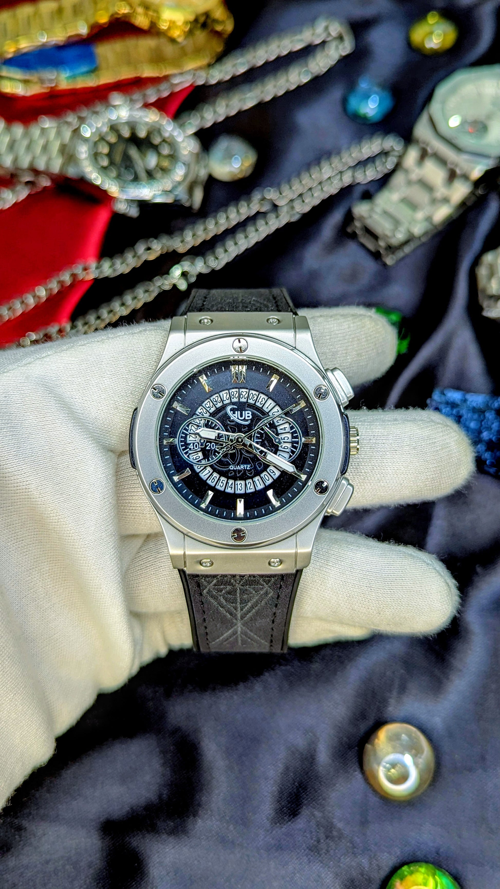 Hublot CF Leather Black&White - Umdaah Collection